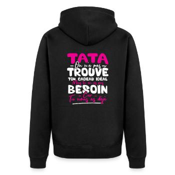 Tata on n'a pas trouvé ton cadeau - Veste à capuche bio Premium Unisexe - noir - Dos - Nico (187cm)