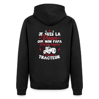 Preuve que mon papa tracteur, Papa agriculteur - Veste à capuche bio Premium Unisexe - noir - Dos - Nico (187cm)