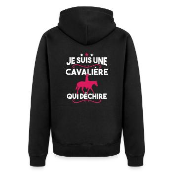 Je suis une cavalière qui déchire - Veste à capuche bio Premium Unisexe - noir - Dos - Nico (187cm)