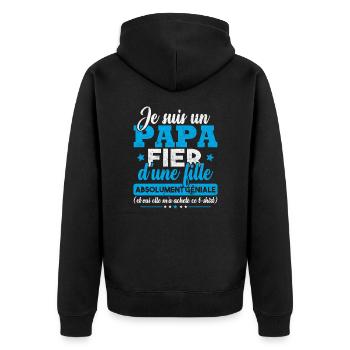 Un papa fier d'une fille absolument géniale - Veste à capuche bio Premium Unisexe - noir - Dos - Nico (187cm)