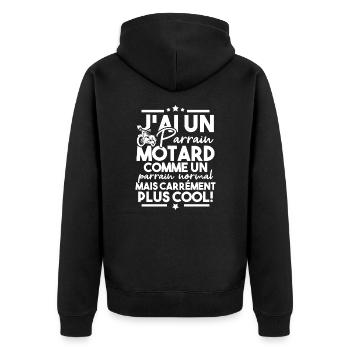 J ai un parrain motard comme un parrain normal - Veste à capuche bio Premium Unisexe - noir - Dos - Nico (187cm)