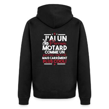 J ai un parrain motard comme un parrain normal - Veste à capuche bio Premium Unisexe - noir - Dos - Nico (187cm)