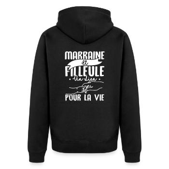 Marraine et filleule - Veste à capuche bio Premium Unisexe - noir - Dos - Nico (187cm)