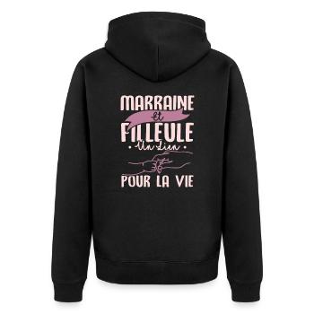 Marraine et filleule - Veste à capuche bio Premium Unisexe - noir - Dos - Nico (187cm)