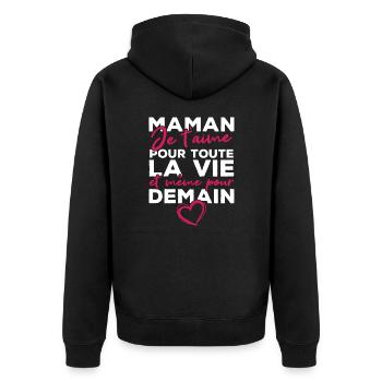 Maman je t'aime pour toute la vie - Veste à capuche bio Premium Unisexe - noir - Dos - Nico (187cm)