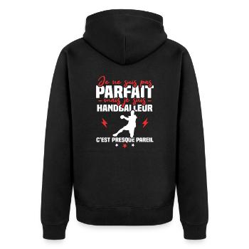 Pas parfait mais handballeur - Veste à capuche bio Premium Unisexe - noir - Dos - Nico (187cm)