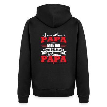 Le meilleur papa mon roi, je t'aime papa - Veste à capuche bio Premium Unisexe - noir - Dos - Nico (187cm)