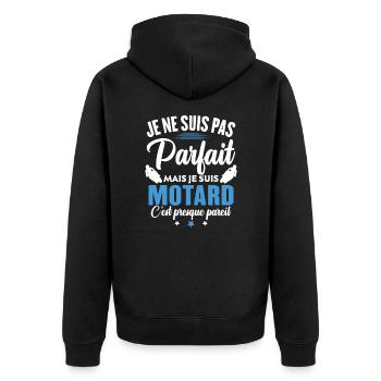 Je ne suis pas parfait mais je suis motard - Veste à capuche bio Premium Unisexe - noir - Dos - Nico (187cm)