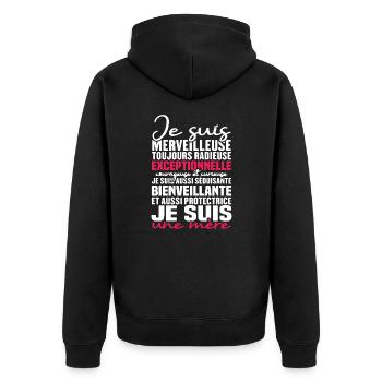 Je suis merveilleuse, je suis une mère - Veste à capuche bio Premium Unisexe - noir - Dos - Nico (187cm)