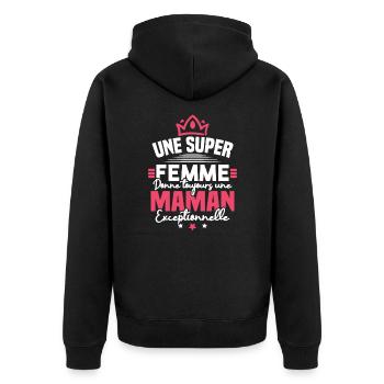 Une super femme donne une maman exceptionnelle - Veste à capuche bio Premium Unisexe - noir - Dos - Nico (187cm)