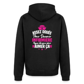 Assez douée pour devenir infirmière - Veste à capuche bio Premium Unisexe - noir - Dos - Nico (187cm)