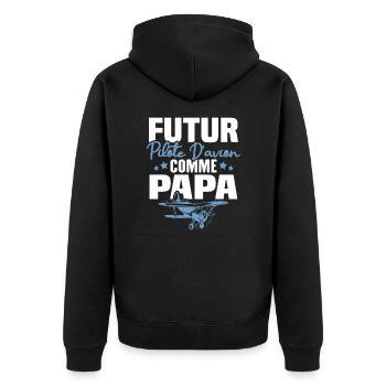 Futur Pilote d'avion comme Papa - Veste à capuche bio Premium Unisexe - noir - Dos - Nico (187cm)