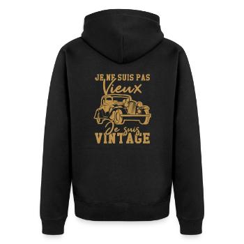 Je ne suis pas vieux je suis vintage - Veste à capuche bio Premium Unisexe - noir - Dos - Nico (187cm)