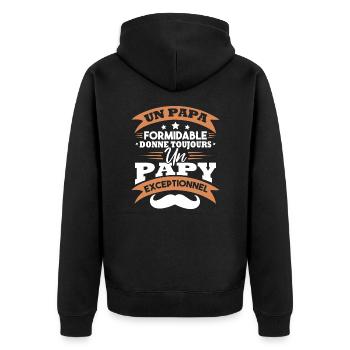 Papa formidable donne toujours papy exceptionnel - Veste à capuche bio Premium Unisexe - noir - Dos - Nico (187cm)