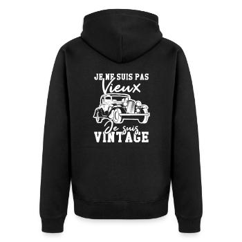 Je ne suis pas vieux je suis vintage - Veste à capuche bio Premium Unisexe - noir - Dos - Nico (187cm)