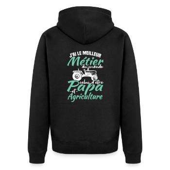 Papa et agriculture - Veste à capuche bio Premium Unisexe - noir - Dos - Nico (187cm)