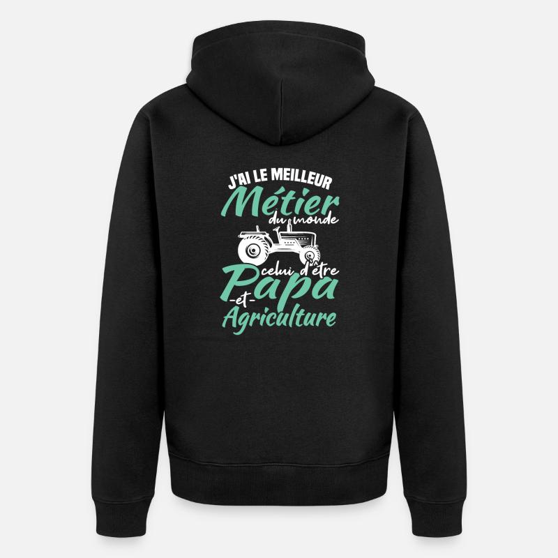 Papa et agriculture - Veste à capuche bio Premium Unisexe - noir