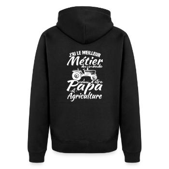 Papa et agriculture - Veste à capuche bio Premium Unisexe - noir - Dos - Nico (187cm)