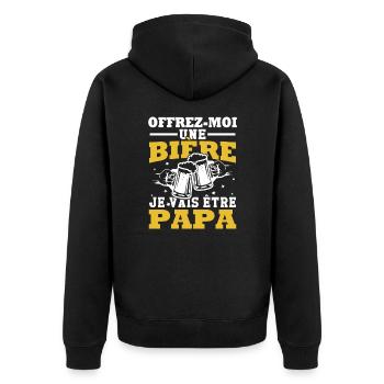 Offrez moi une bière je vais être papa - Veste à capuche bio Premium Unisexe - noir - Dos - Nico (187cm)