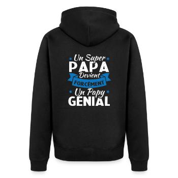 Un super papa devient forcément un papy génial - Veste à capuche bio Premium Unisexe - noir - Dos - Nico (187cm)