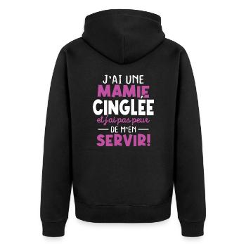 J'ai une mamie cinglée et je peux m'en servir - Veste à capuche bio Premium Unisexe - noir - Dos - Nico (187cm)