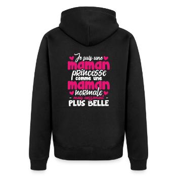 Je suis une maman princesse carrément plus belle - Veste à capuche bio Premium Unisexe - noir - Dos - Nico (187cm)