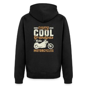 Only cool grandpa's ride motorcycle - Unisex Premium Organic Zip Hoodie - black - Back - Nico (187cm)