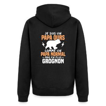 Je suis un papa ours comme un papa normal cadeau - Veste à capuche bio Premium Unisexe - noir - Dos - Nico (187cm)