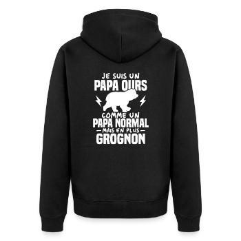 Je suis un papa ours comme un papa normal cadeau - Veste à capuche bio Premium Unisexe - noir - Dos - Nico (187cm)