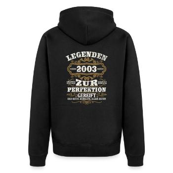 Jahrgang 2003 Legende Geburtsjahr 2003 Geschenk - Unisex Premium Bio Zip Hoodie - Schwarz - Hinten - Nico (187cm)