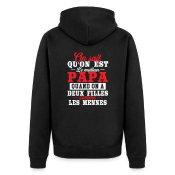 Qu'on est le meilleur papa quand on a deux filles - Veste à capuche bio Premium Unisexe - noir - Dos - Nico (187cm)