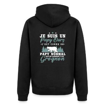 Je suis un papy ours grognon - cadeau humour papy - Veste à capuche bio Premium Unisexe - noir - Dos - Nico (187cm)
