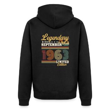 Legendär seit September 1963 Vintage Geschenk - Unisex Premium Bio Zip Hoodie - Schwarz - Hinten - Nico (187cm)