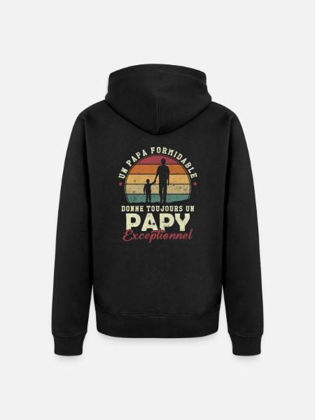 Papa formidable, papy exceptionnel - Veste à capuche bio Premium Unisexe - noir
