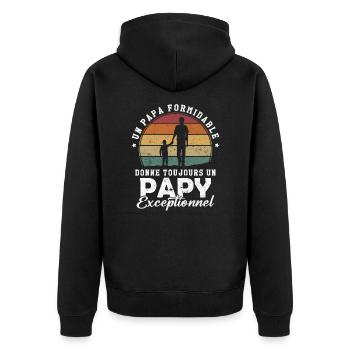 Papa formidable, papy exceptionnel - Veste à capuche bio Premium Unisexe - noir - Dos - Nico (187cm)