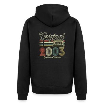 Original 2003 Vintage Jahrgang Retro Geburtstag - Unisex Premium Bio Zip Hoodie - Schwarz - Hinten - Nico (187cm)
