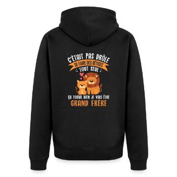 Ich werde Big Brother - Unisex Premium Bio Zip Hoodie - Schwarz - Hinten - Nico (187cm)
