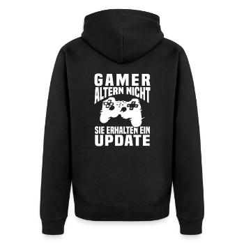 Gamer Altern Nicht Sie Erhalten Ein Update Zocker - Unisex Premium Bio Zip Hoodie - Schwarz - Hinten - Nico (187cm)