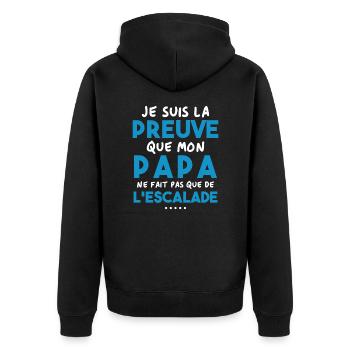 Preuve que papa ne fait pas que de l'escalade - Veste à capuche bio Premium Unisexe - noir - Dos - Nico (187cm)