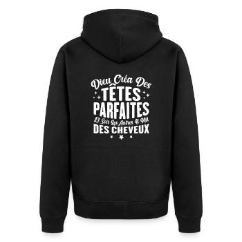 Dieu créa des têtes parfaites - Veste à capuche bio Premium Unisexe - noir - Dos - Nico (187cm)