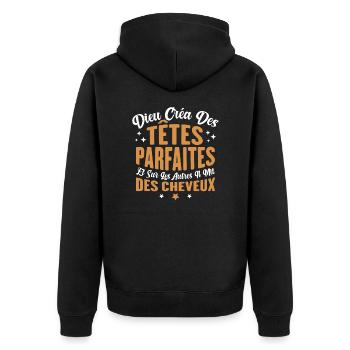 Dieu créa des têtes parfaites - Veste à capuche bio Premium Unisexe - noir - Dos - Nico (187cm)