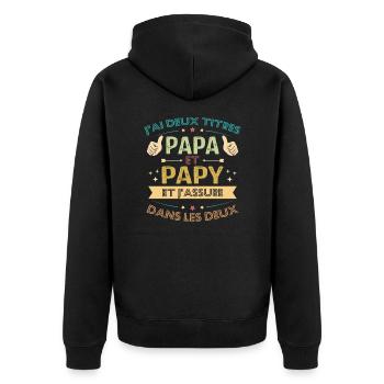 Papa et papy - Veste à capuche bio Premium Unisexe - noir - Dos - Nico (187cm)