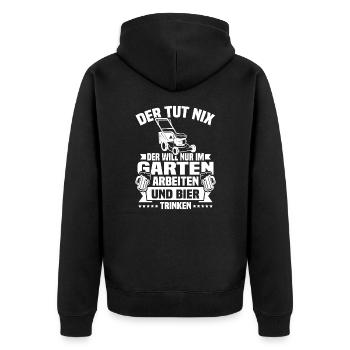Will nur im garten arbeiten und bier trinken - Unisex Premium Bio Zip Hoodie - Schwarz - Hinten - Nico (187cm)