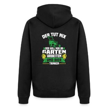 Will nur im garten arbeiten und bier trinken - Unisex Premium Bio Zip Hoodie - Schwarz - Hinten - Nico (187cm)