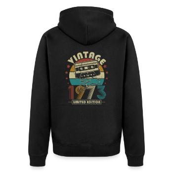 Vintage 1973 Anniversaire Rétro Vintage Cadeau - Veste à capuche bio Premium Unisexe - noir - Dos - Nico (187cm)