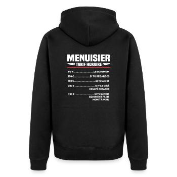 Charpentier Menuisier Humour Cadeau - Veste à capuche bio Premium Unisexe - noir - Dos - Nico (187cm)
