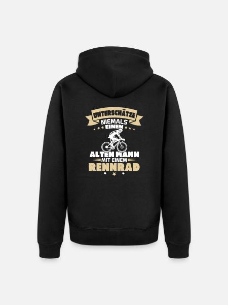 Alten mann mit einem wandert - Unisex Premium Bio Zip Hoodie - Schwarz