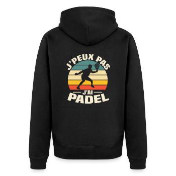 Je peux pas j ai padel - Veste à capuche bio Premium Unisexe - noir - Dos - Nico (187cm)