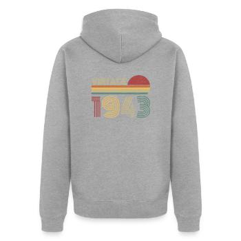 Jahrgang 1943 - Unisex Premium Bio Zip Hoodie - Grau meliert - Hinten - Nico (187cm)
