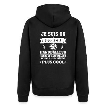 Je suis un super handballeur - Veste à capuche bio Premium Unisexe - noir - Dos - Nico (187cm)